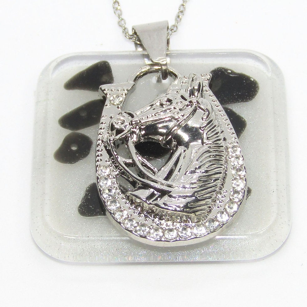Thumbnail: Black Onyx Crystal Horse Themed Necklace