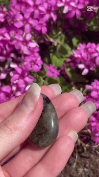 Thumbnail: Video of the labradorite palm stones with yellow flashes