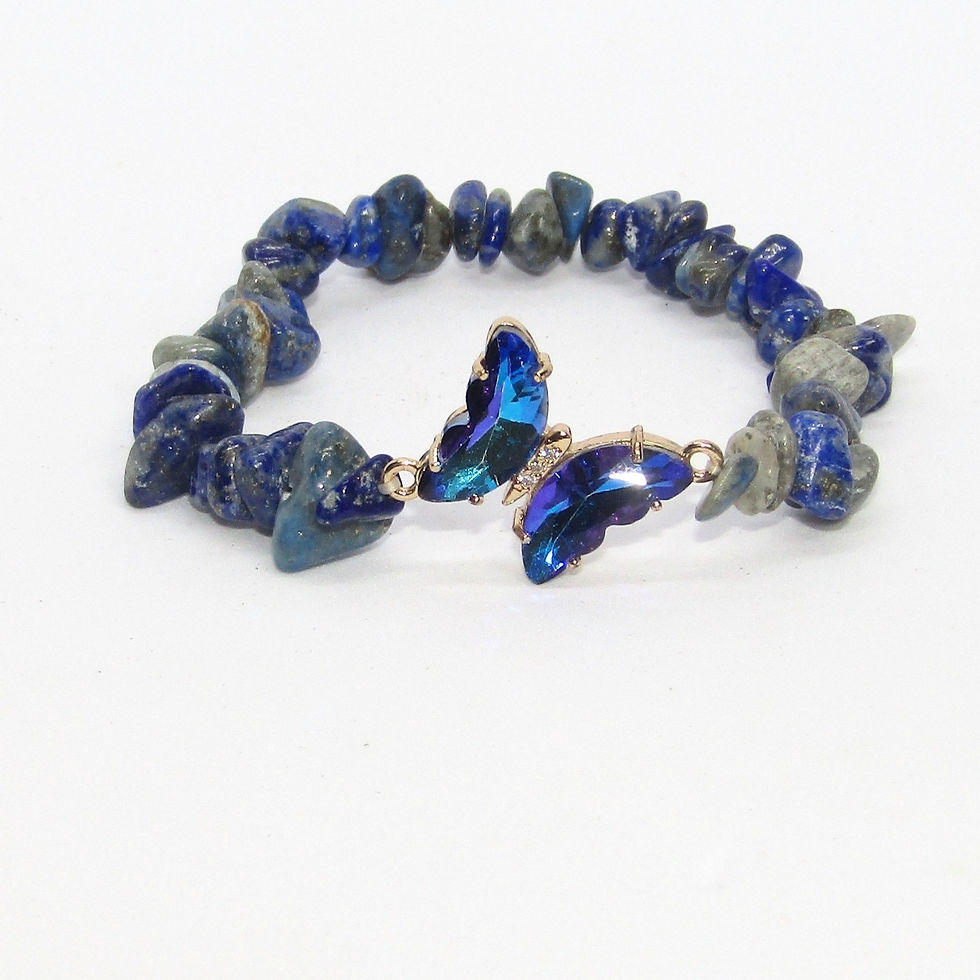 Thumbnail: up close of the zirconia blue sparkly butterfly