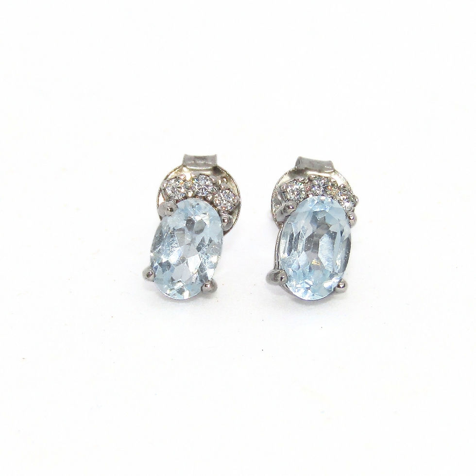 Thumbnail: Sterling silver blue topaz earrings with classic stud design