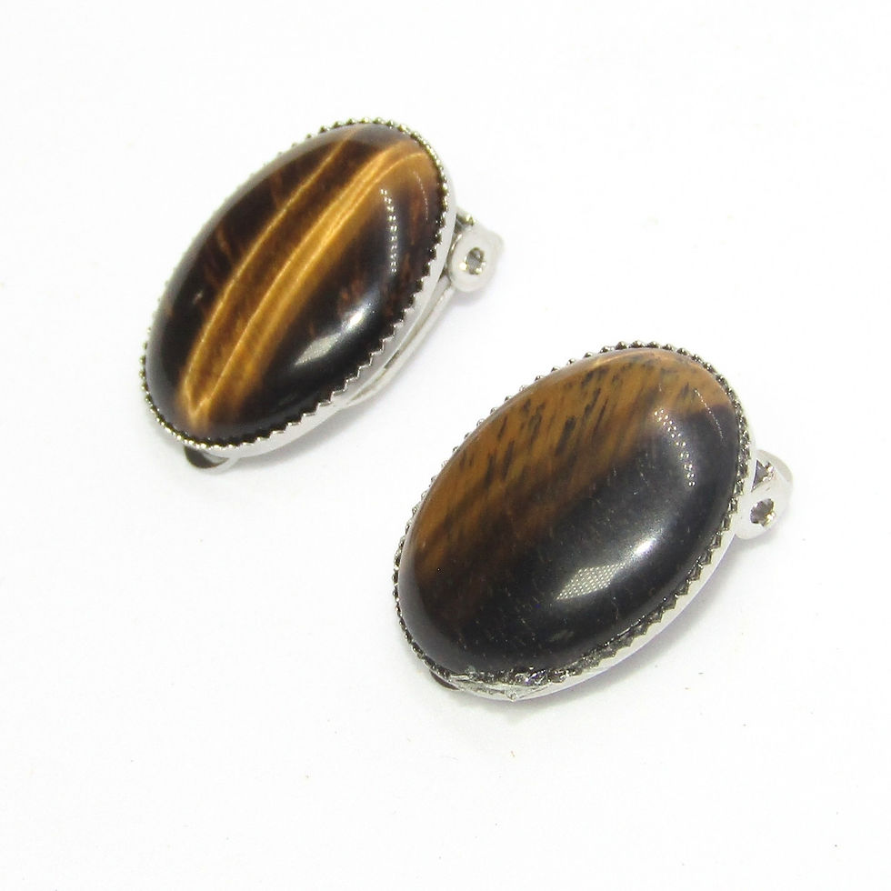 Thumbnail: Tiger’s Eye crystal clip on earrings for women, promoting courage, focus, and protection.