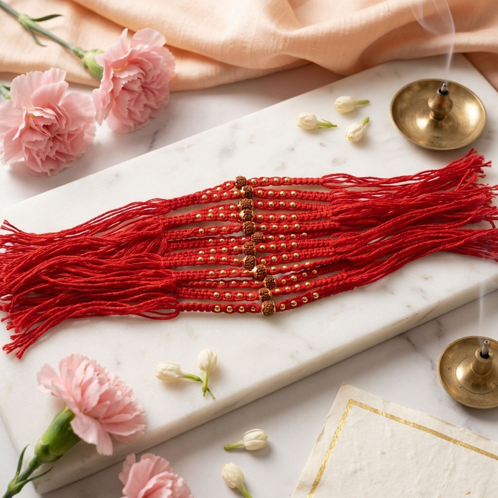 Sacred Rudraksh Thread Rakhi for Bhaiya