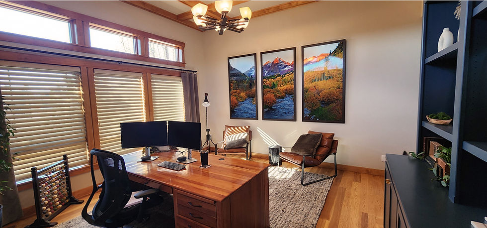 Home Office Installment, custom framing services for fine art photography with a floating frame