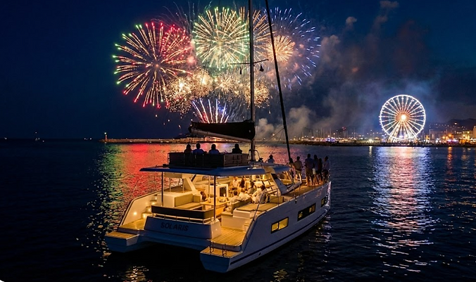 Feux d'artifice en catamaran depuis Fréjus