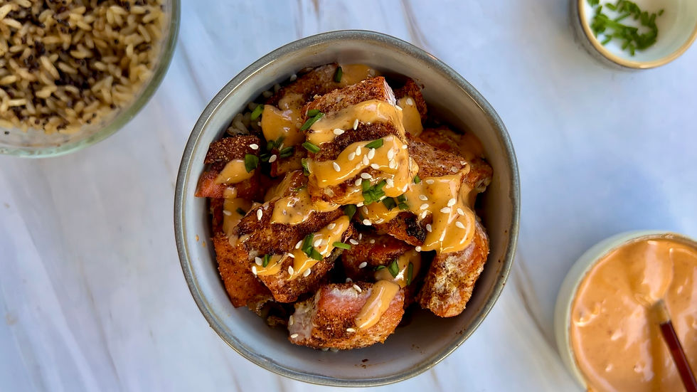 salmon salad with a mango dressing