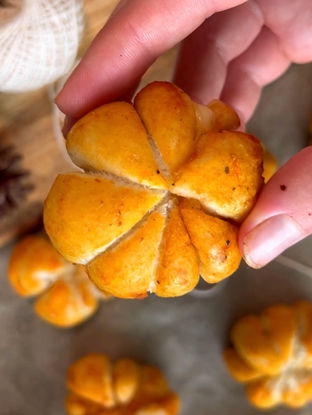 Pumpkin Shaped Mozzarella Stuffed Pretzel Balls