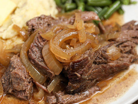 Pressure Cooker Eye of Round Steak w/ carmelized onions