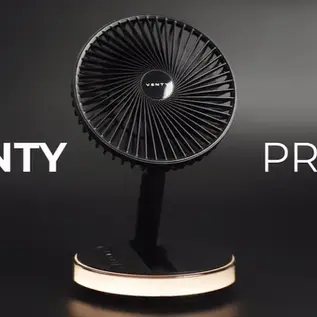 Venty Pro Fan on Kickstarter with LED display and stand