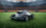 TerraMow X AWD robot mower on grass with four-wheel drive chassis and TerraVision camera system visible