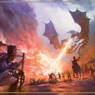 Campaign artwork for the Temeraire Roleplaying Game on Kickstarter by Magpie Games, the officially licensed tabletop RPG based on Naomi Novik's alternate-history Napoleonic novel series.