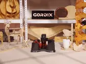 Gordix portable CNC on Kickstarter displayed with completed woodworking projects and prototypes