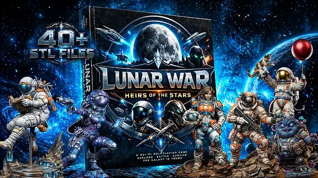 Lunar War Heirs of the Stars 3D printable alien faction miniatures for tabletop gaming