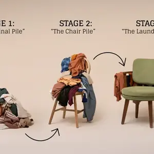 Laundry chair on Kickstarter by Simone Giertz with rotating swivel rail for clothes