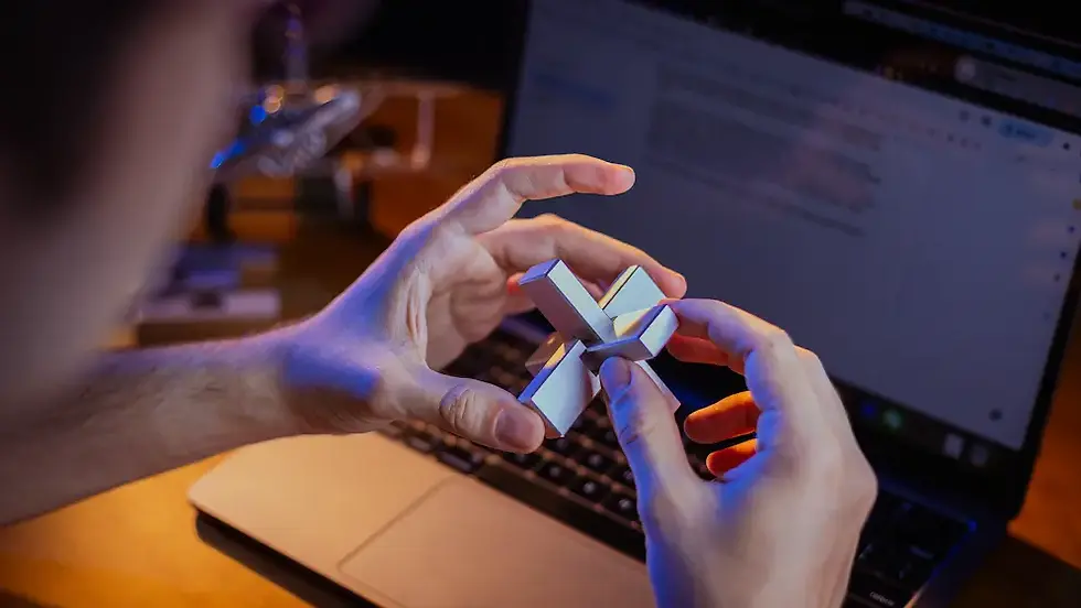 The TriAxis puzzle on Kickstarter aluminum desk puzzle