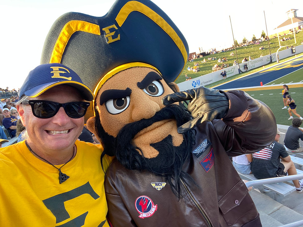 Image of Justin and Bucky the ETSU Mascot