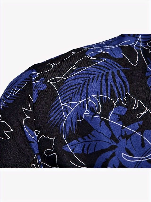 Miniatura: Camisa casual clássica da moda masculina com estampa floral de manga longa