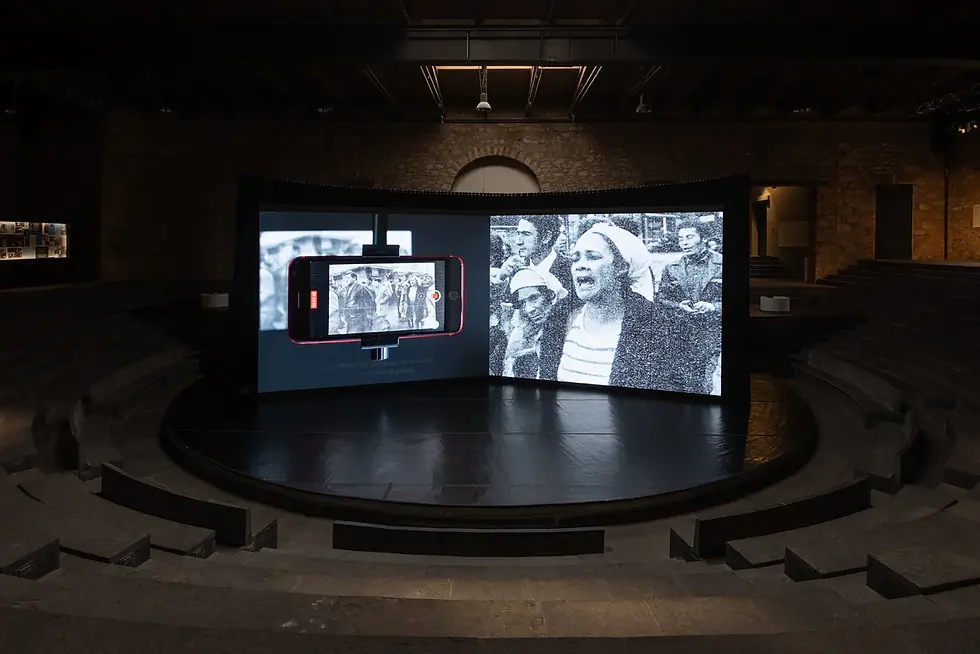 Bouchra Khalili. “The Circle”, 2023. Installation view, Drama School of the National Theatre of Greece, Athens, 2024. Photo: The artist and mor charpentier, Paris.