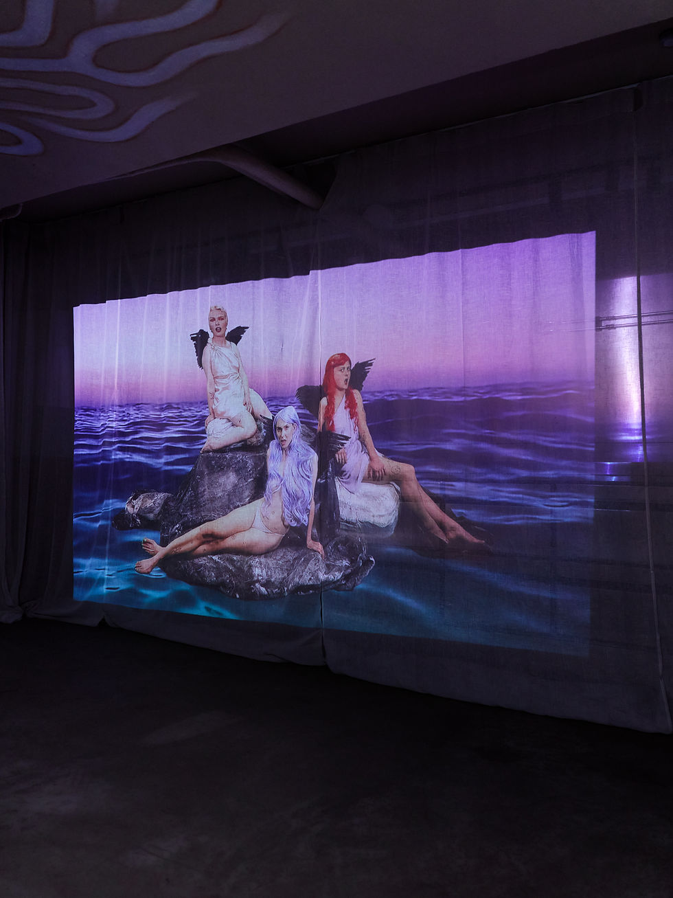 Sigrid Lerche, Song of the Sirens (I'm a Slave 4 You), 2021. Installation view My Very Own Abyssal Archetype, at Parallel Collective Gallery, Stockholm. Photo: Julia Malmquist