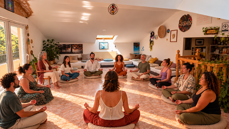 Círculo de meditación bohemio al atardecer.png
