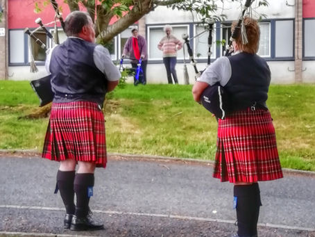Local piper's brighten up day of Hazeldean residents.