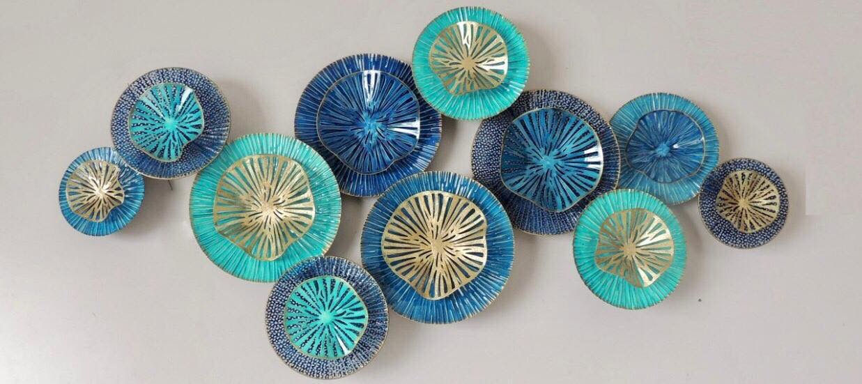 Aqua circular wall art
