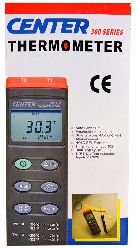 Thumbnail: Center Type K Data Logging Thermometer - Duplex Input w/ Bead Probes