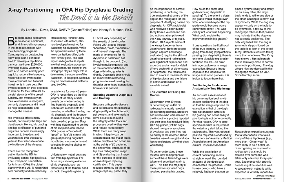 Xray Positioning in OFA Hip Dysplasia Grading