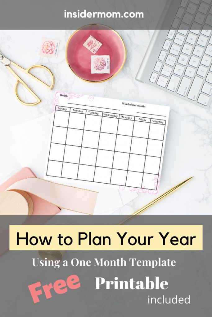 Easily plan your year with this one-month template. Via Insider Mom #calendar #month #template #goals #tasks #lists #schedule