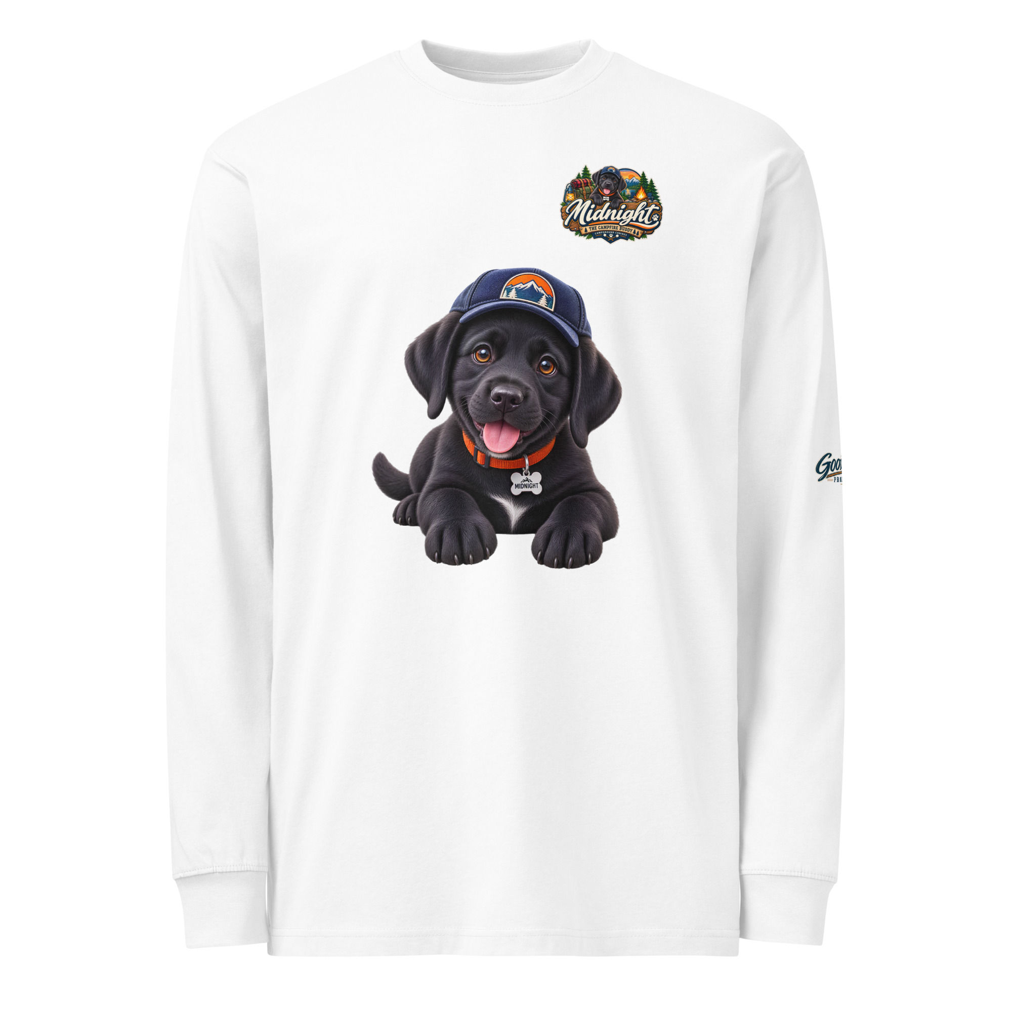 Midnight the Black Labrador heavyweight long sleeve t-shirt