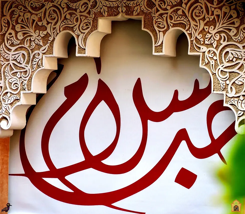 Vue en plongée de la cour intérieure du riad avec fontaine et plantes