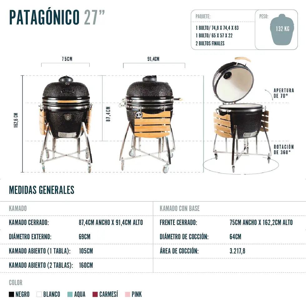 Miniatura: Kamado Argentino Asador Patagónico 27" Color CARMESÍ