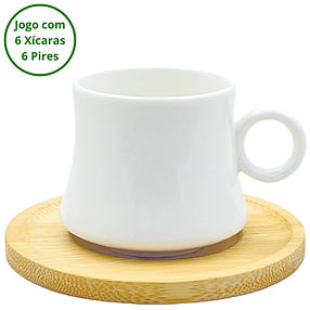 Jogo 6 Xícaras Café Cafezinho Porcelana Branca