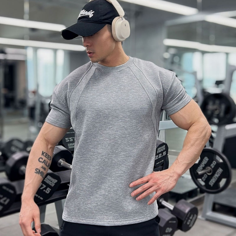 Thumbnail: High Quality Autumn Men Long Sleeved T-Shirt Fashion Sport Round Collar Fitness 