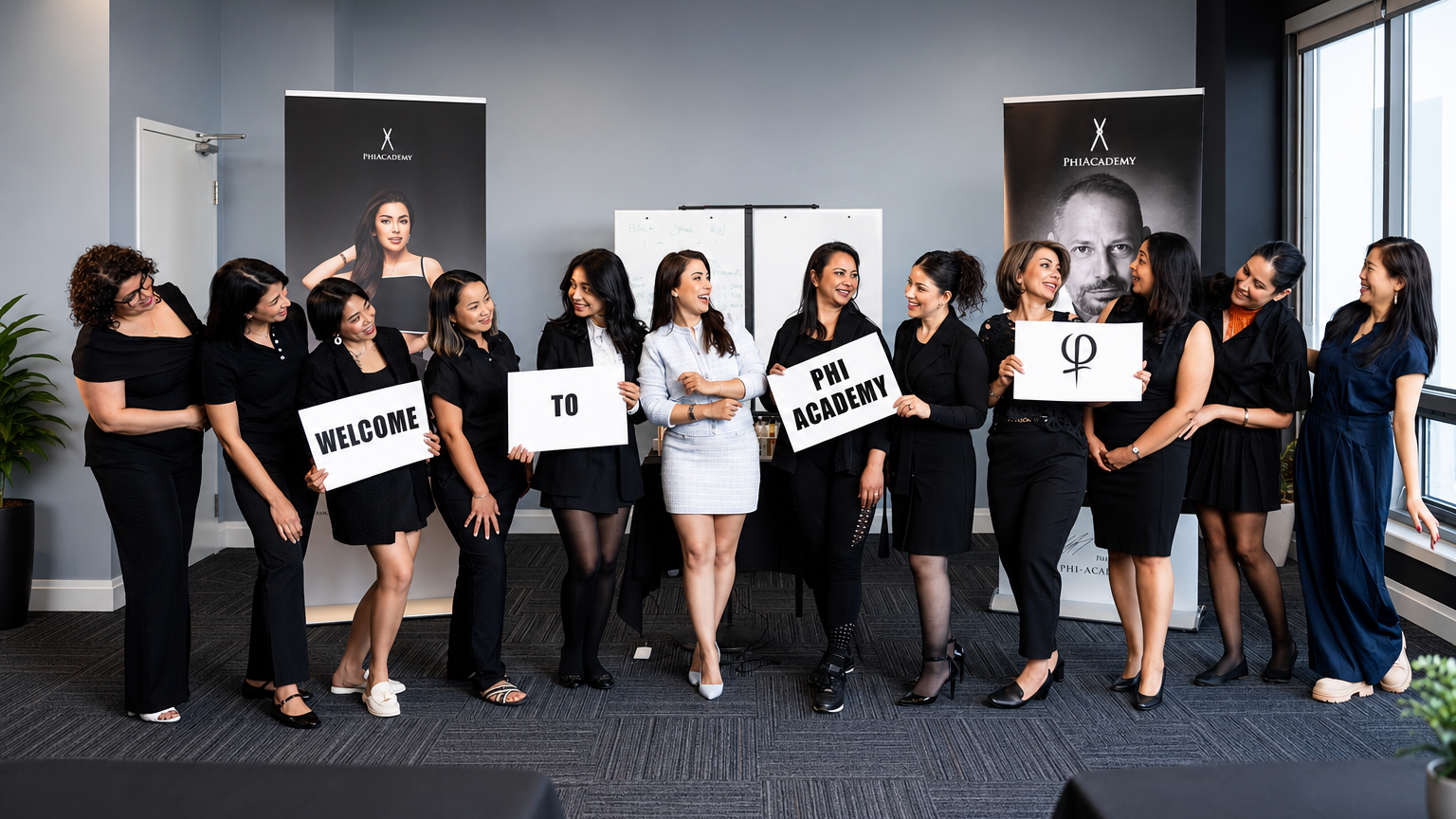 Eye-level view of a professional PMU training session with a student practicing microblading