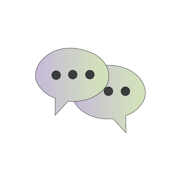speech bubble graphic in brand colours