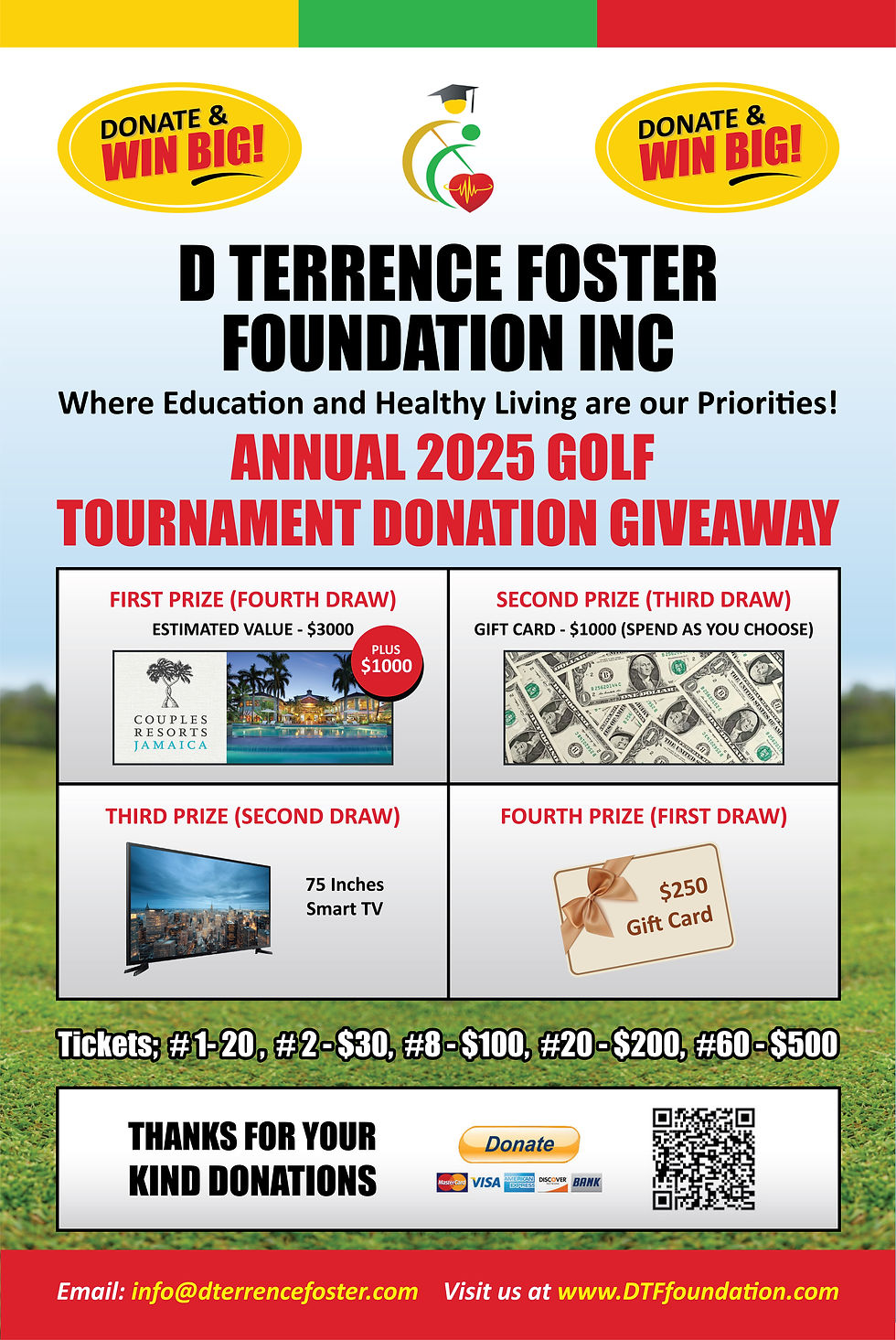D TERRENCE FOSTER FOUNDATION INC. RESULTS OF THE ANNUAL GOLF TOURNAMENT DONATION GIVEAWAY - 2025