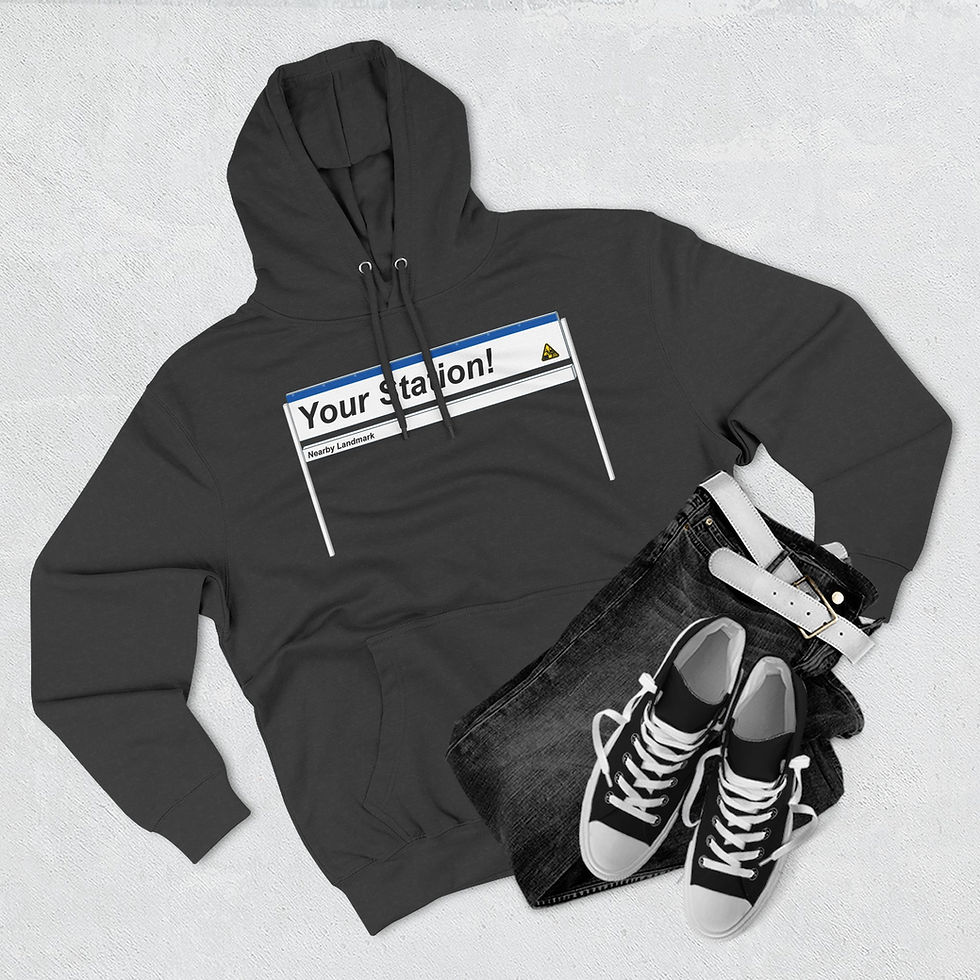Thumbnail: CUSTOM Metro-North Inspired Harlem Line Station Sign Fleece Hoodie