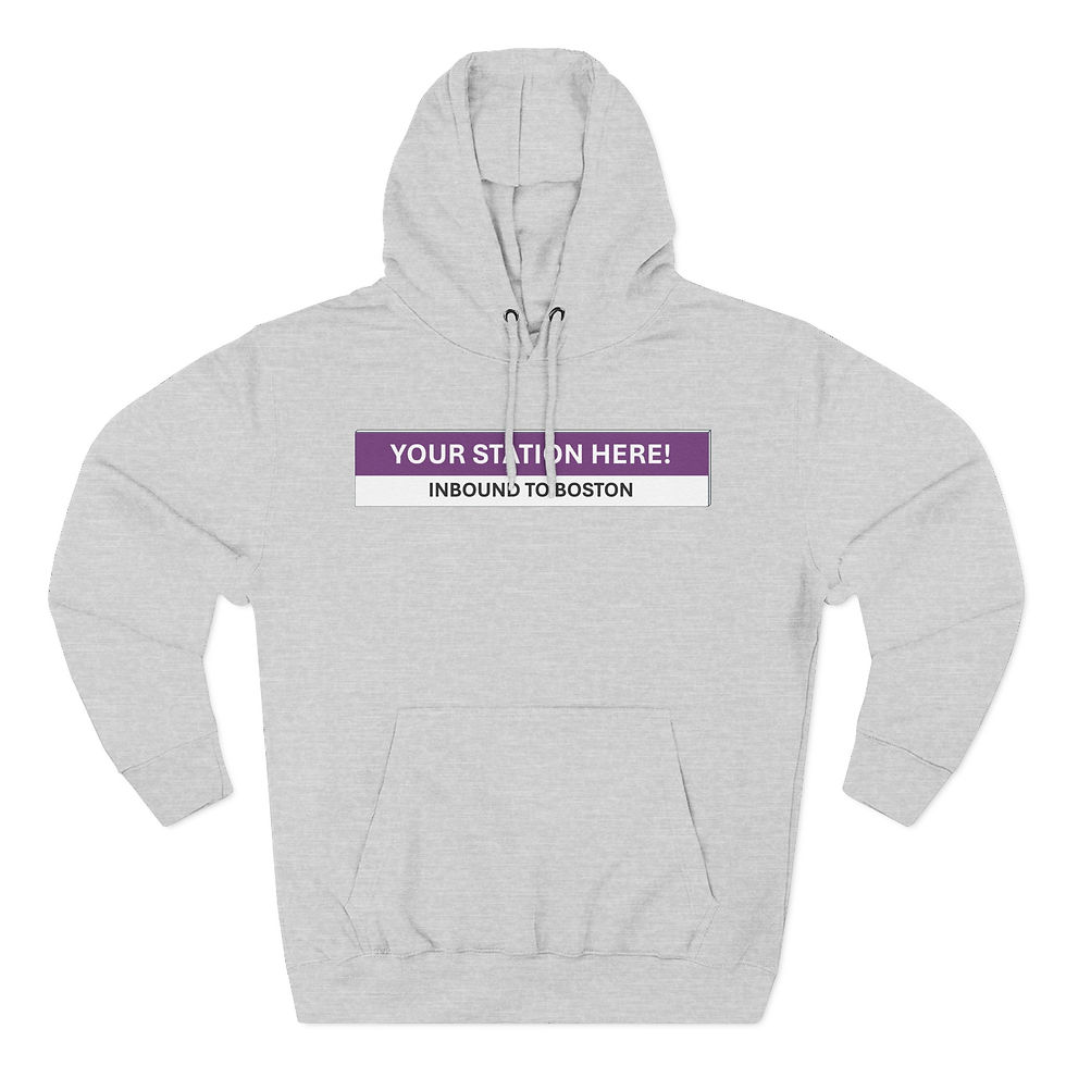 Thumbnail: CUSTOM MBTA Rail-Inspired (Boston area) Fleece Hoodie (Any station!)