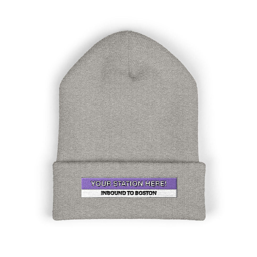 Thumbnail: CUSTOM MBTA Rail-Inspired (Boston area) Beanie Winter Cap