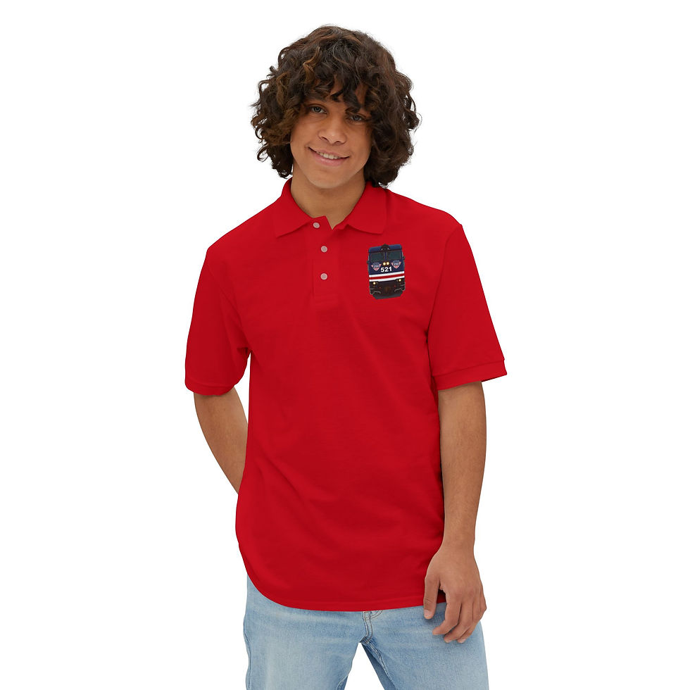 Thumbnail: LIRR-Inspired America 250 Engine 521 | Men's Piqué Polo