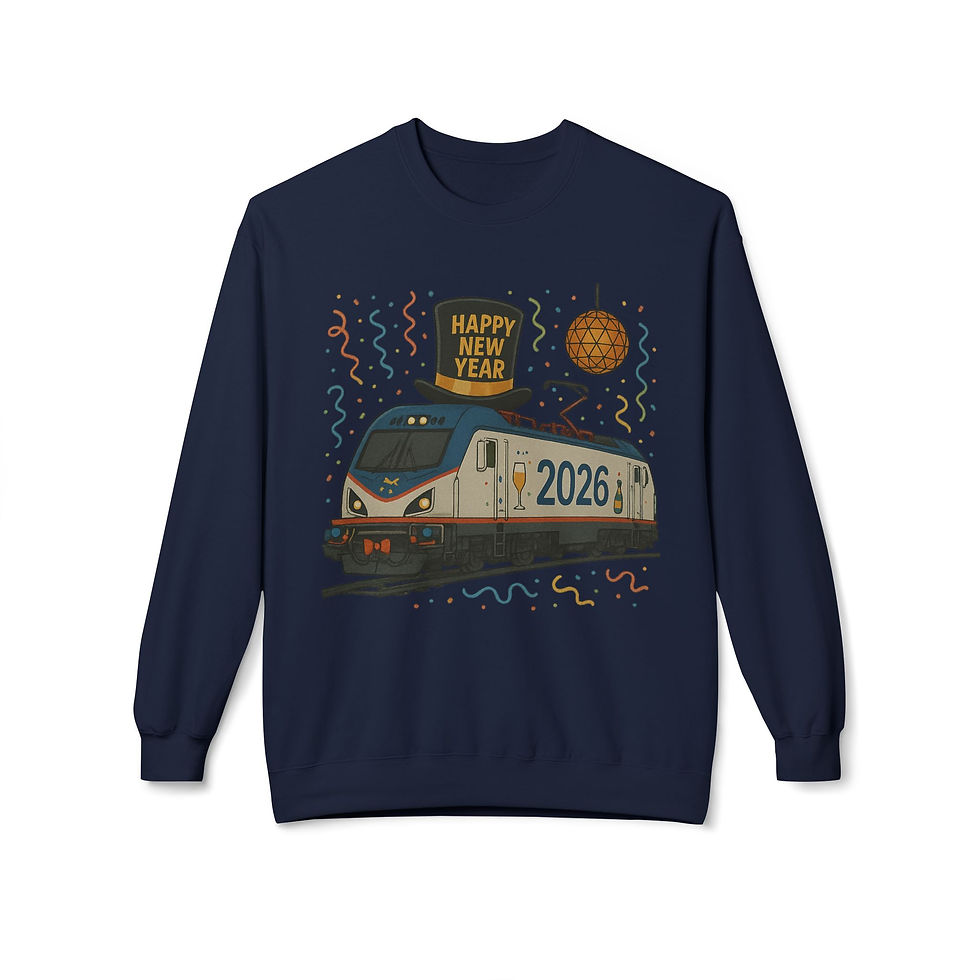 Thumbnail: Amtrak and Railroad-Inspired NEW YEARS SWEATSHIRT/CREWNECK - ACS-64 Loco