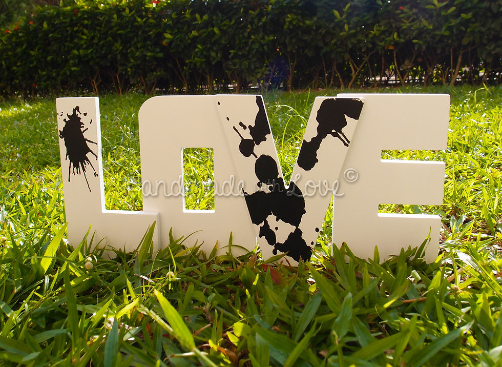 L-O-V-E prop (black splash prints)