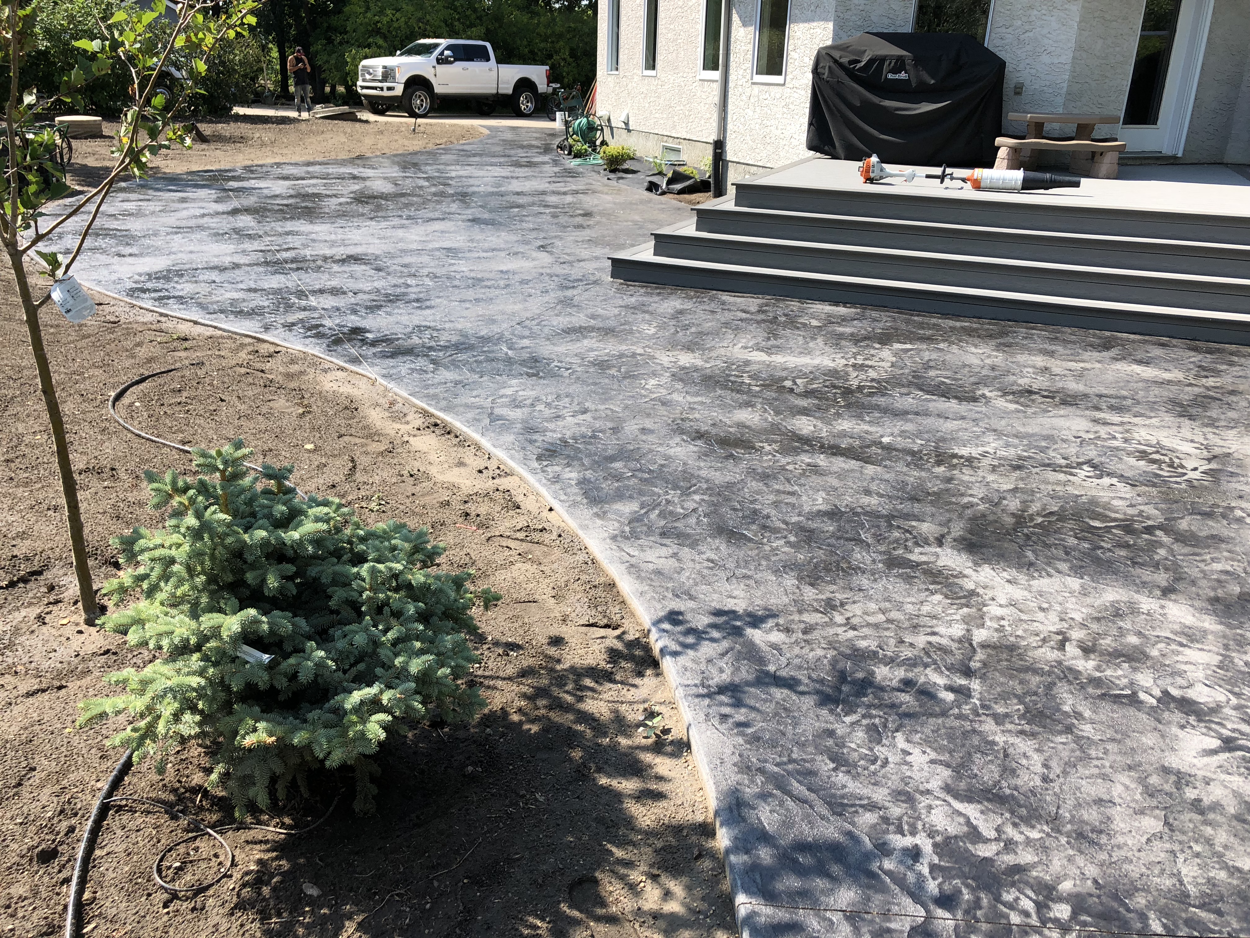 Roman slate stamped concrete patio