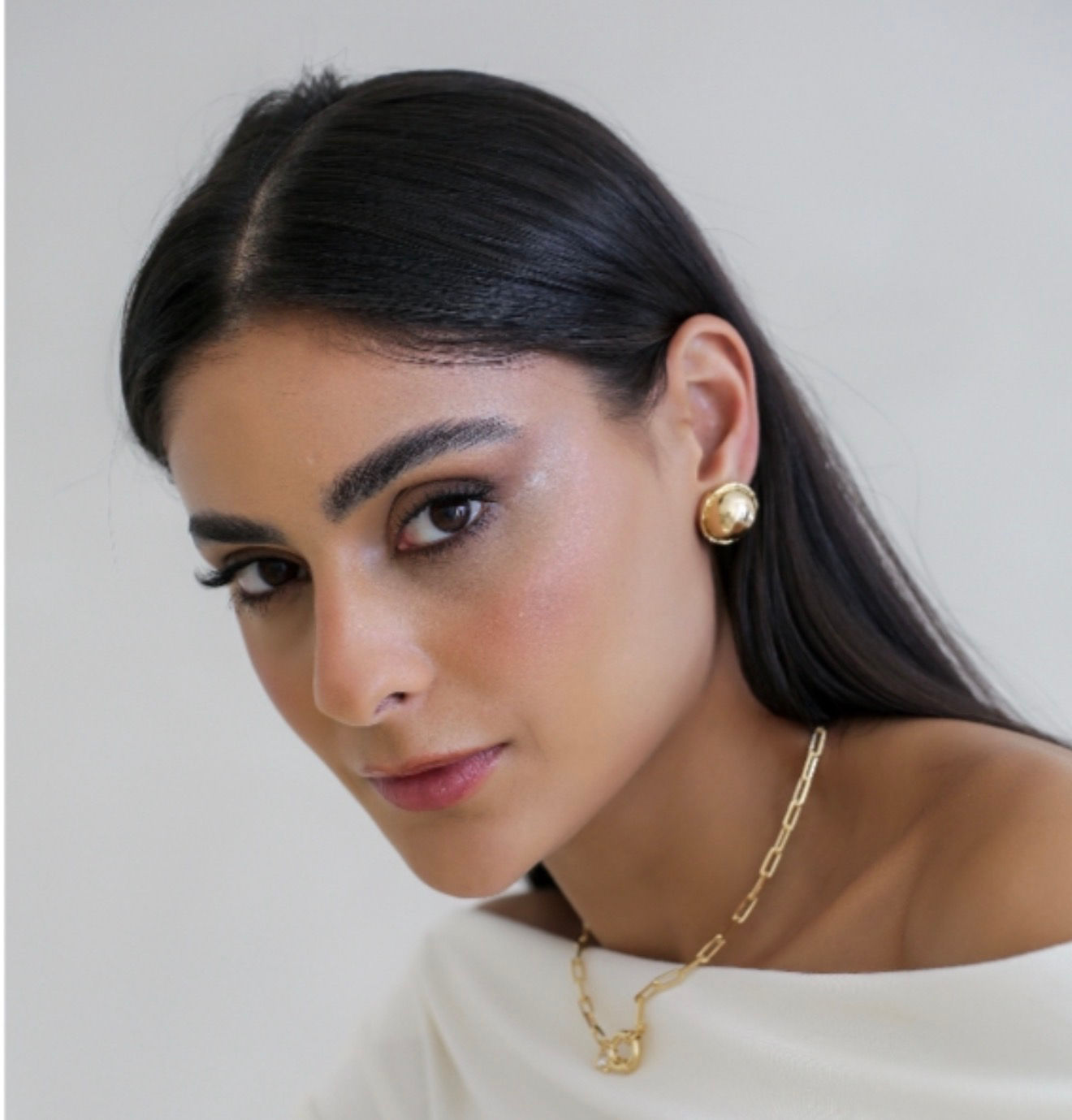 textured gold stud earring