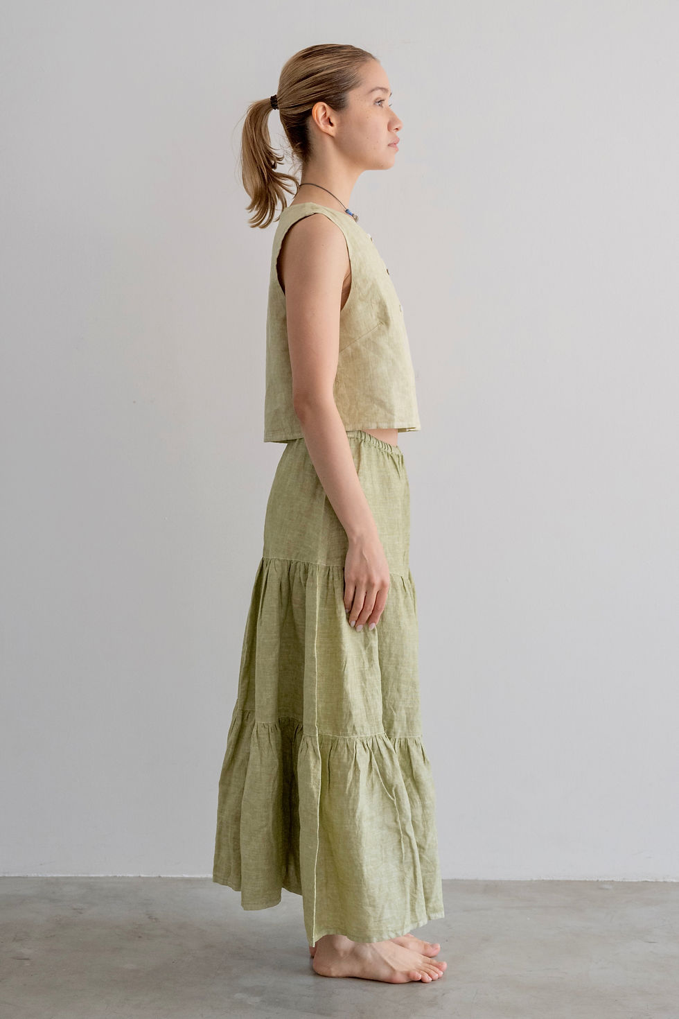 サムネイル： Tiered Skirt - Light Olive