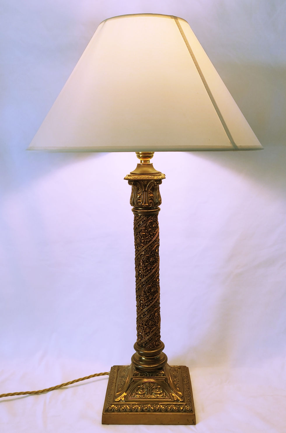 Brass and gilded Victorian column lamp