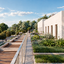 TAAS Ofis - Bodrum Sağlık Vakfı Yarışması Dış Mekan 3D Render Görseli