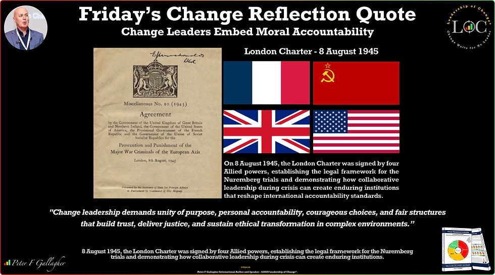 Peter F Gallagher, Friday change reflection quote, change management quotes, leadership of change, change leadership, leadership gurus, Change Leaders Embed Moral Accountability, change management, leadership expert, global gurus, global gurus leadership, change gurus, change management gurus, change management leading authority, change management experts, change management global thought leaders, change management leadership, change management handbook, change management maverick, change leadership speakers, best change management speakers, change management speakers,