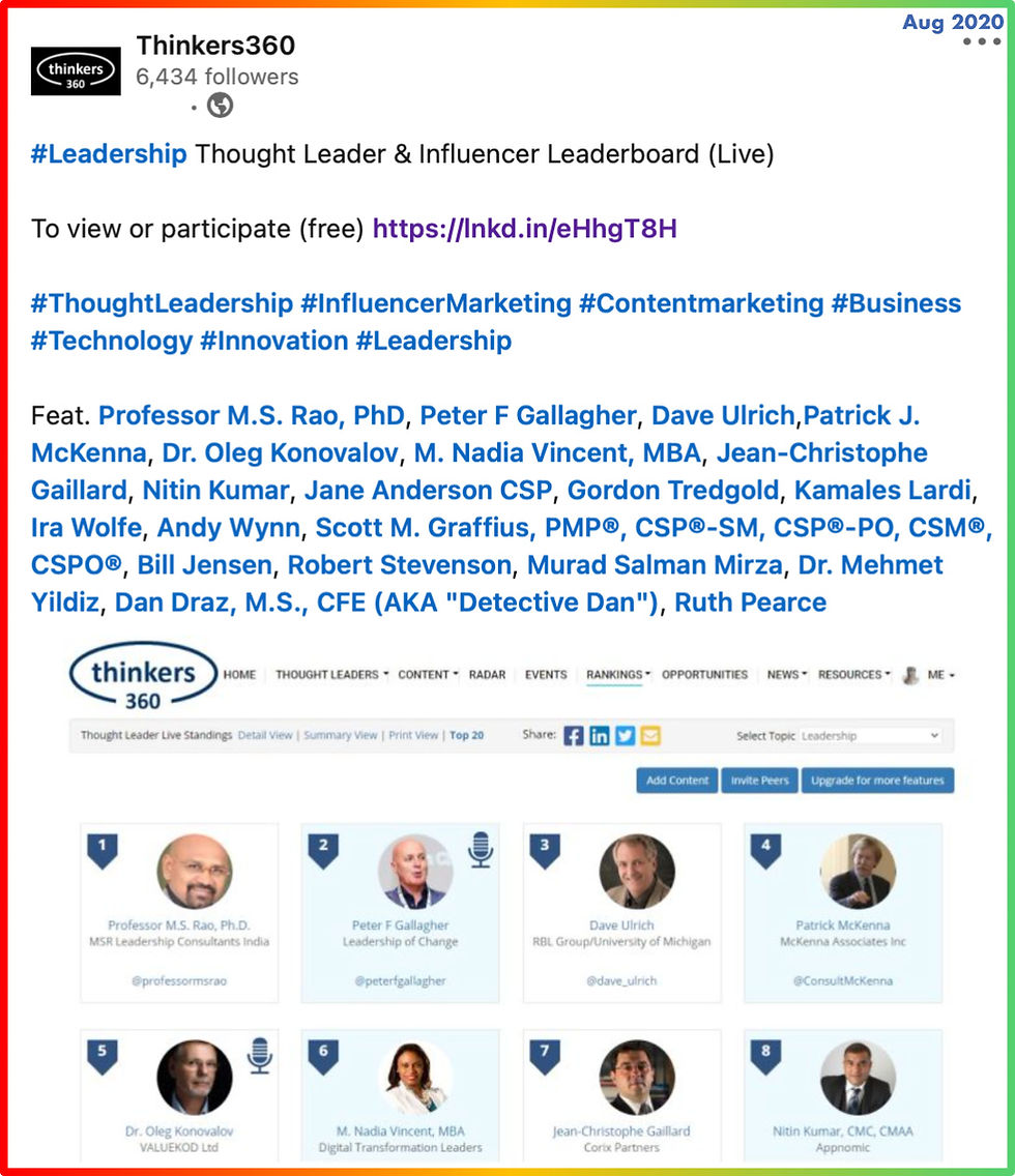 Leadership global thought leader, Peter F Gallagher ranked #2 leadership global thought leader, Peter F Gallagher change management expert speaker global thought leader, global thought leaders and influencers on change management by thinkers360, change management experts speakers global thought leaders, global thought leaders and influencers on leadership by thinkers360, leadership of change,