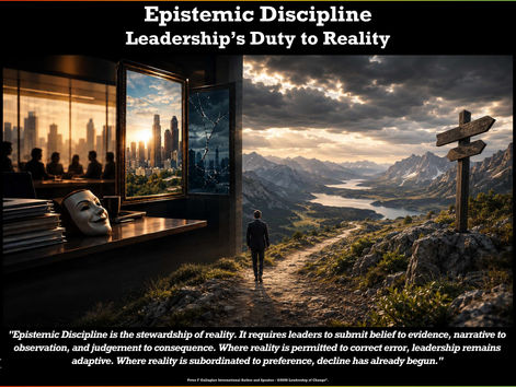 Peter F Gallagher, Epistemic Discipline, Saeculum Leadership, Positivity Theatre, Identity Performance, Governance Avoidance, Leadership quotes, leadership gurus, Leaders Build Beyond Their Stewardship, Saeculum Signal, leadership of change, change leadership, leadership expert, global gurus, global gurus leadership, change gurus, change management gurus, change management leading authority, change management global thought leaders, change leadership speakers, change management,